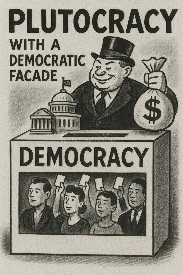 Visual statement about manipulation and governance by the rich
